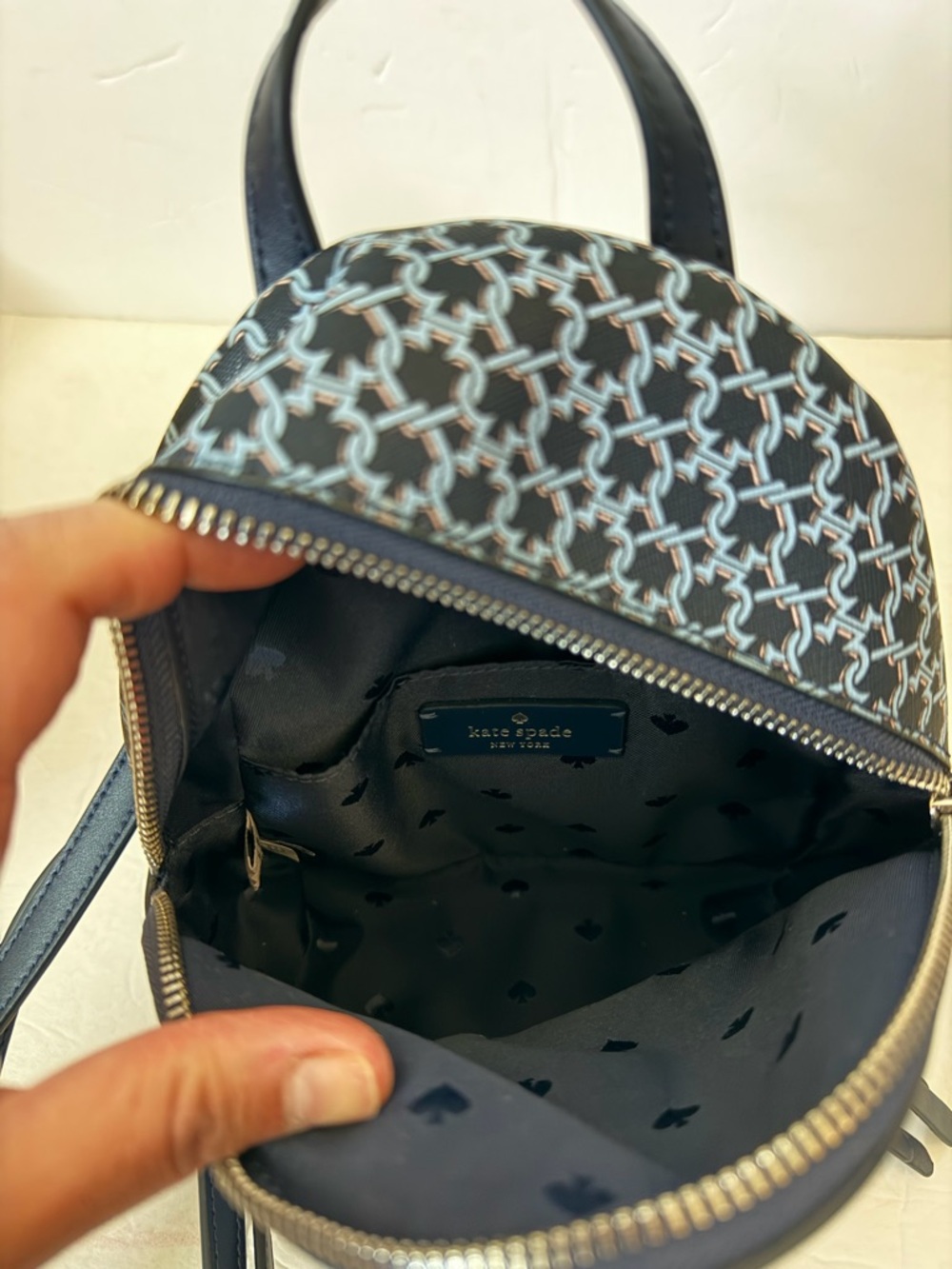 Kate Spade Spade Link Mini Convertible Backpack Blue NWOT - Picture 9 of 11